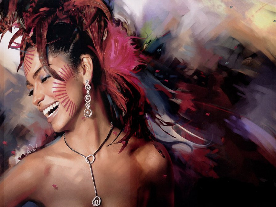 Бразильянка - перья, карнавал, девушка, бразильянка - оригинал