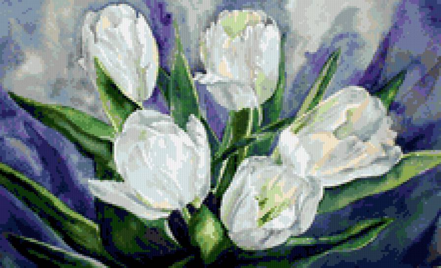 Белые тюльпаны - цветы - предпросмотр