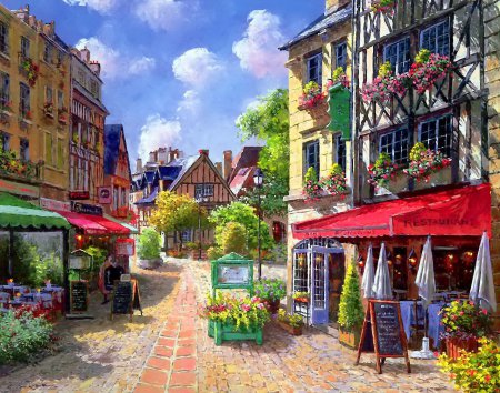 улочка - природа, дом, пейзаж - оригинал