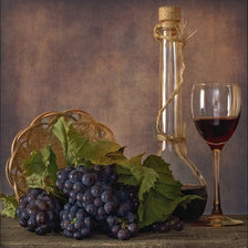 Оригинал схемы вышивки «Натюрморт с виноградом» (№720011)