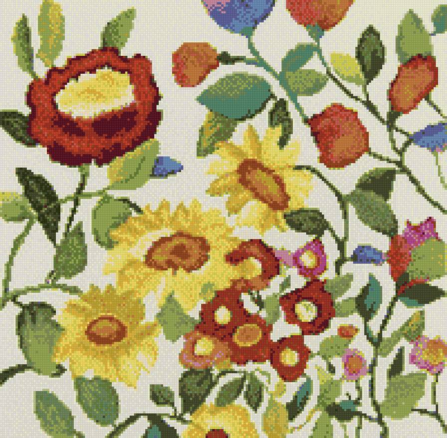 цветочный калейдоскоп - цветы, подушка - предпросмотр