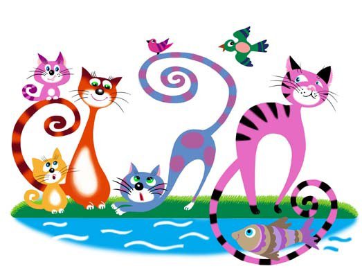 Котики - детское, кошечки, мультяшки, коты, животные, детям, кошка, кот - оригинал