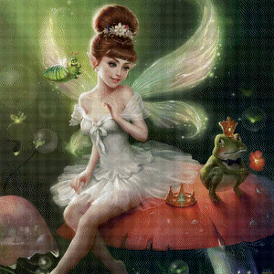 Фея с лягушкой - девочка, фея - предпросмотр