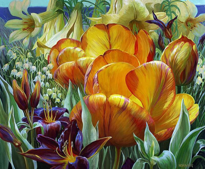 акварель ELIZABETH HORNING 3 - картины, цветы, акварель, тюльпаны - оригинал