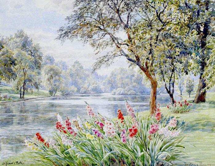 цветочный пруд - река, цветы - оригинал