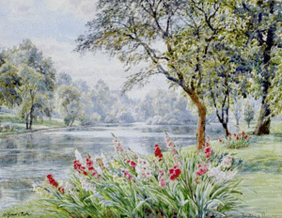 цветочный пруд - цветы, река - предпросмотр