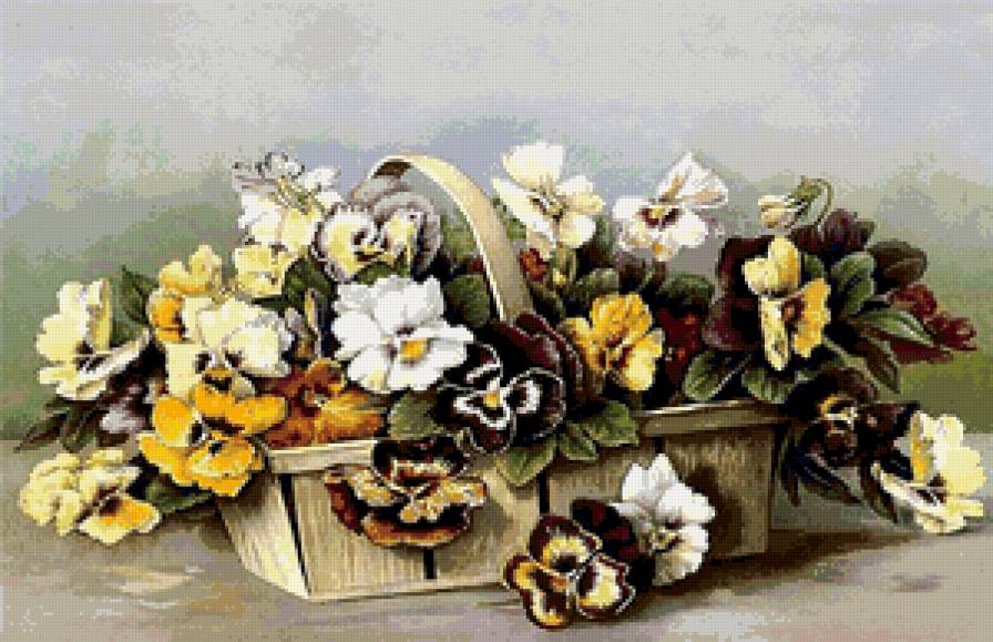 фиалки - фиалки, букет, цветы, корзинка - предпросмотр