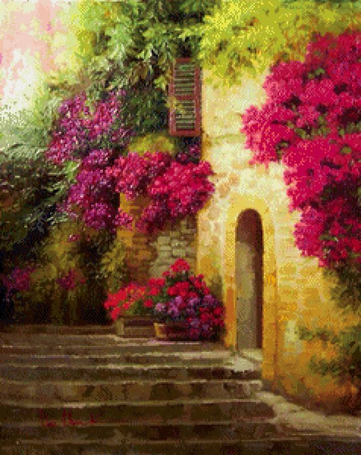 №722984 - двор, цветы, архитектура - предпросмотр