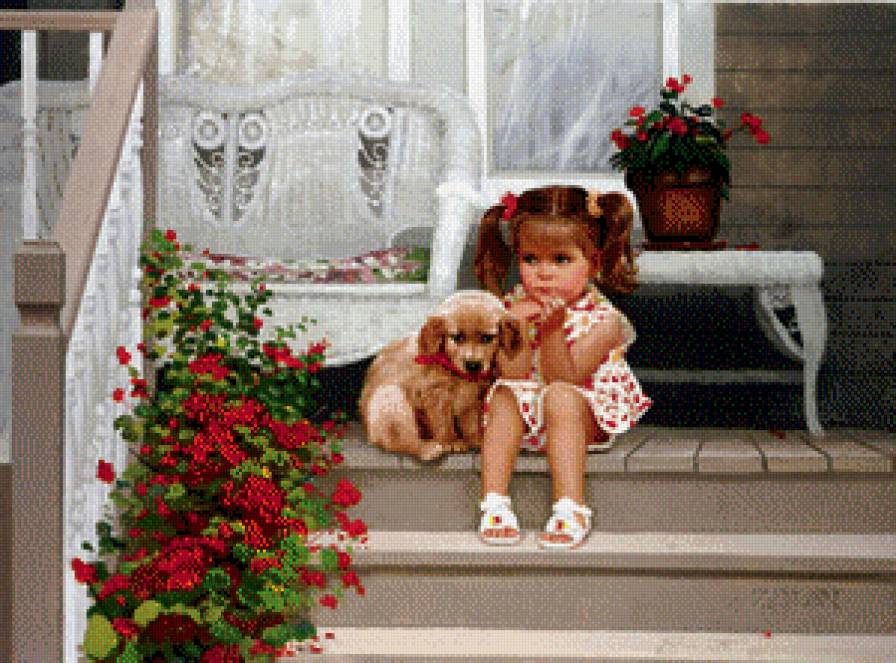 картины Дональда Золана - щенок, дети - предпросмотр