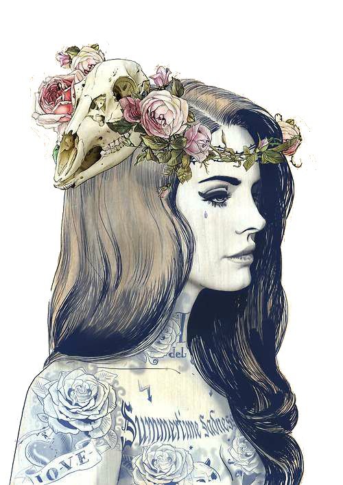 Maridit - череп, арт, тату, девушка - оригинал