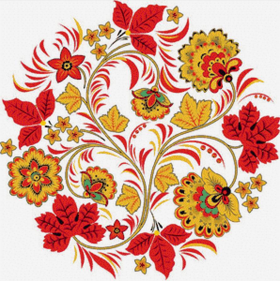 Хохлома - орнамент, часы - предпросмотр