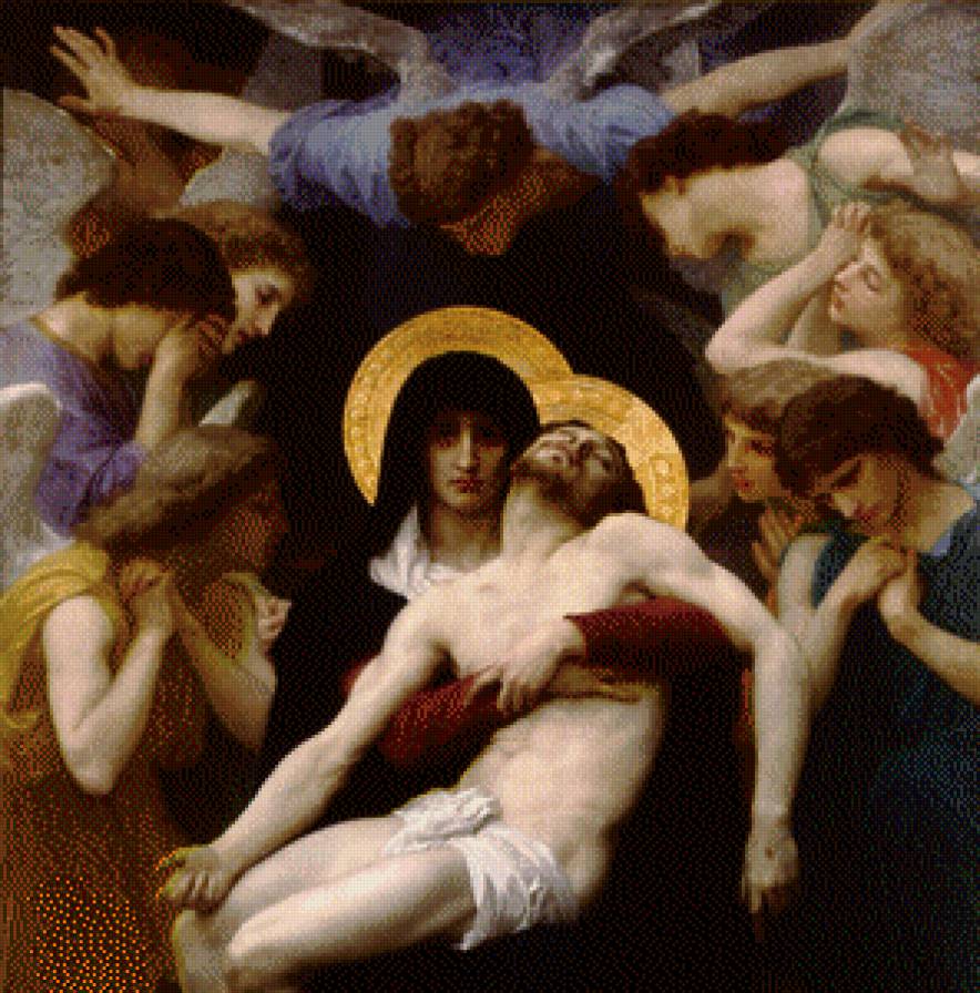 Пьета (Жалость) В.Бугро (Фрагмент) - икона, распятие, иисус, пьета, мария, бугро, богоматерь, святые - предпросмотр