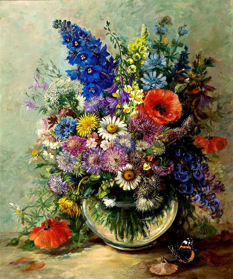 Букет полевых цветов - ромашки, натюрморт, цветы, букет - оригинал