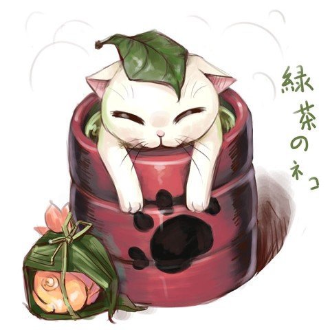 чайные кошки - коты, чай, кошки - оригинал