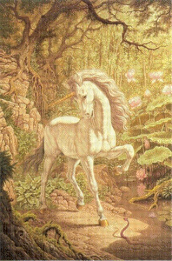 Единорог - лошади, фреска, единорог - предпросмотр
