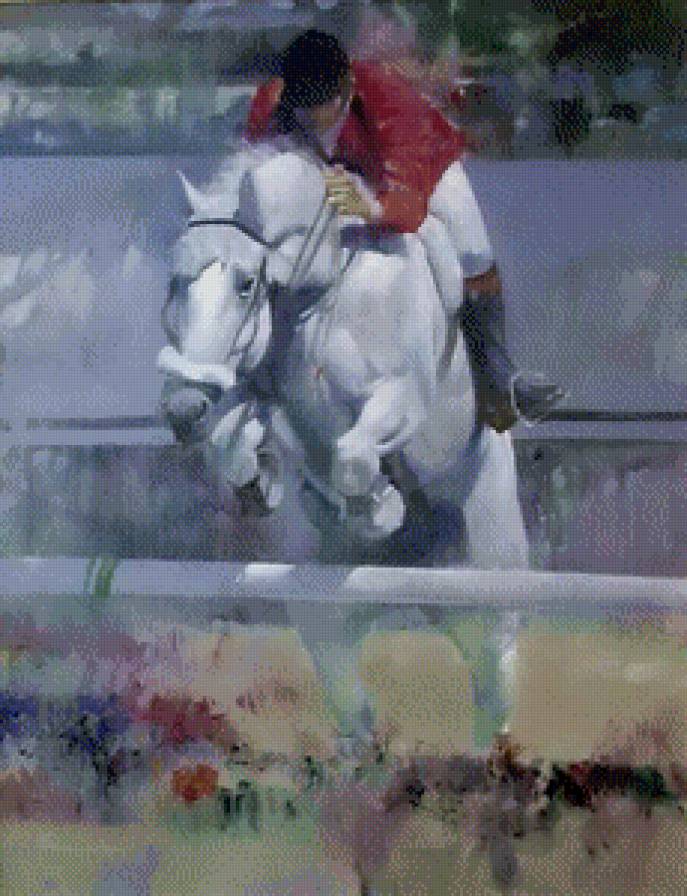 ЛОМБАРДО СПАРТАКО наездник - лошади, скачки, животные, картины - предпросмотр