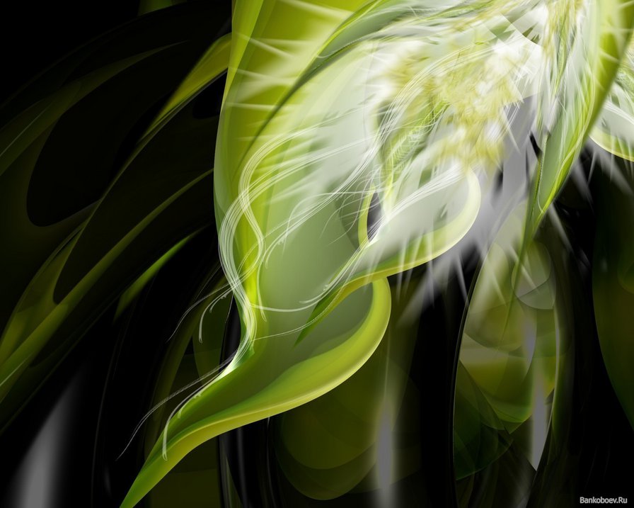 Зеленая абстракция - цветок, зеленый, орнамент, абстракция - оригинал