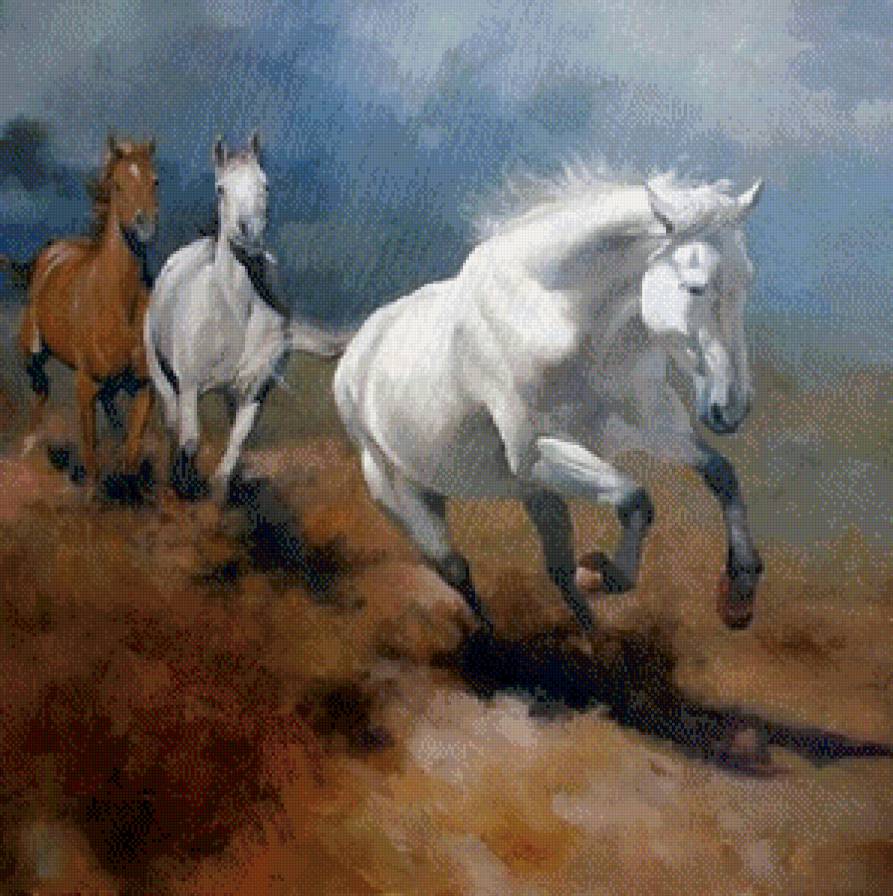 ЛОМБАРДО СПАРТАКО Лошади 7 - лошади, картины, табун, животные - предпросмотр