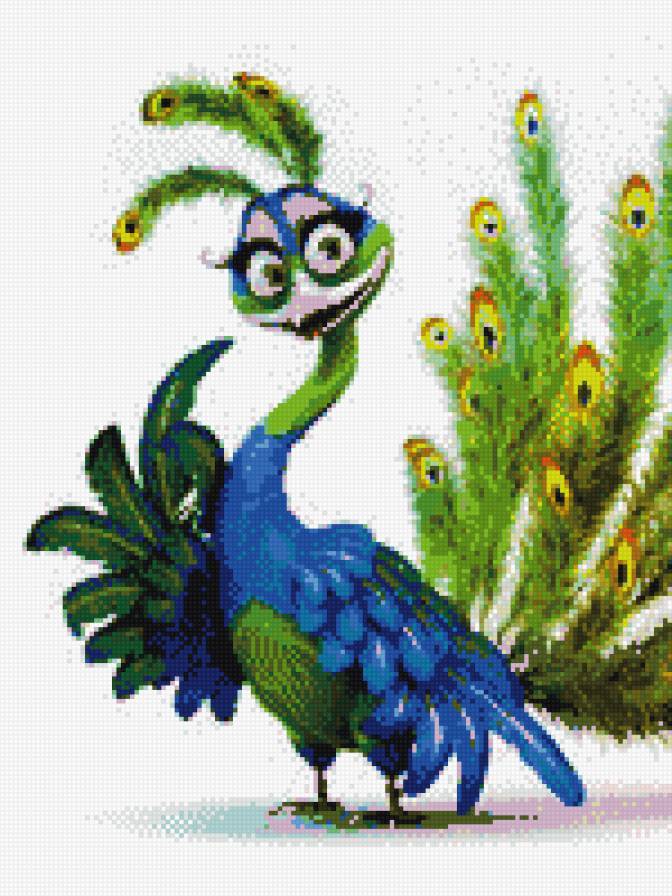 Павлин - мультяшка, детям, павлин, птица - предпросмотр