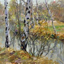 Оригинал схемы вышивки «Берёзы у пруда» (№724757)