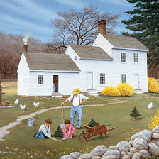 Схема вышивки «Деревенька 1»