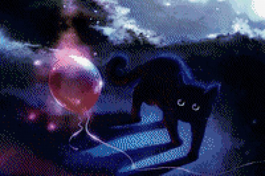 кот - черный, котенок, кот, шарик - предпросмотр