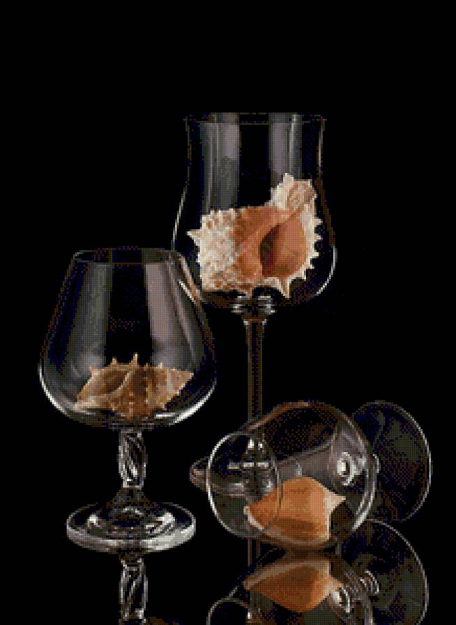 вкус моря - ракушки., бокалы - предпросмотр