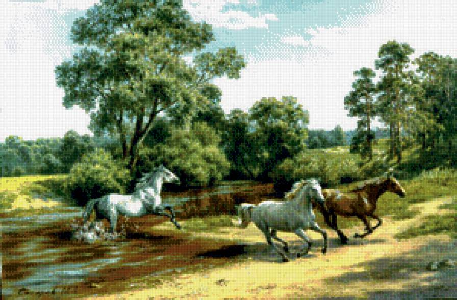 картина сатарова - пейзаж, животные, природа - предпросмотр