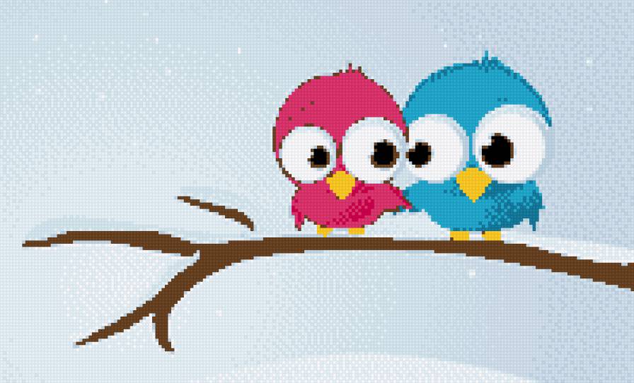 птички на ветке - зима, птицы, детям - предпросмотр