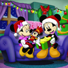 Схема вышивки «Микки и Минни Маус Рождество»