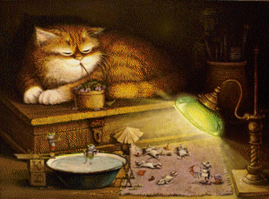 картины Александра Маскаева - кот, мыши - предпросмотр