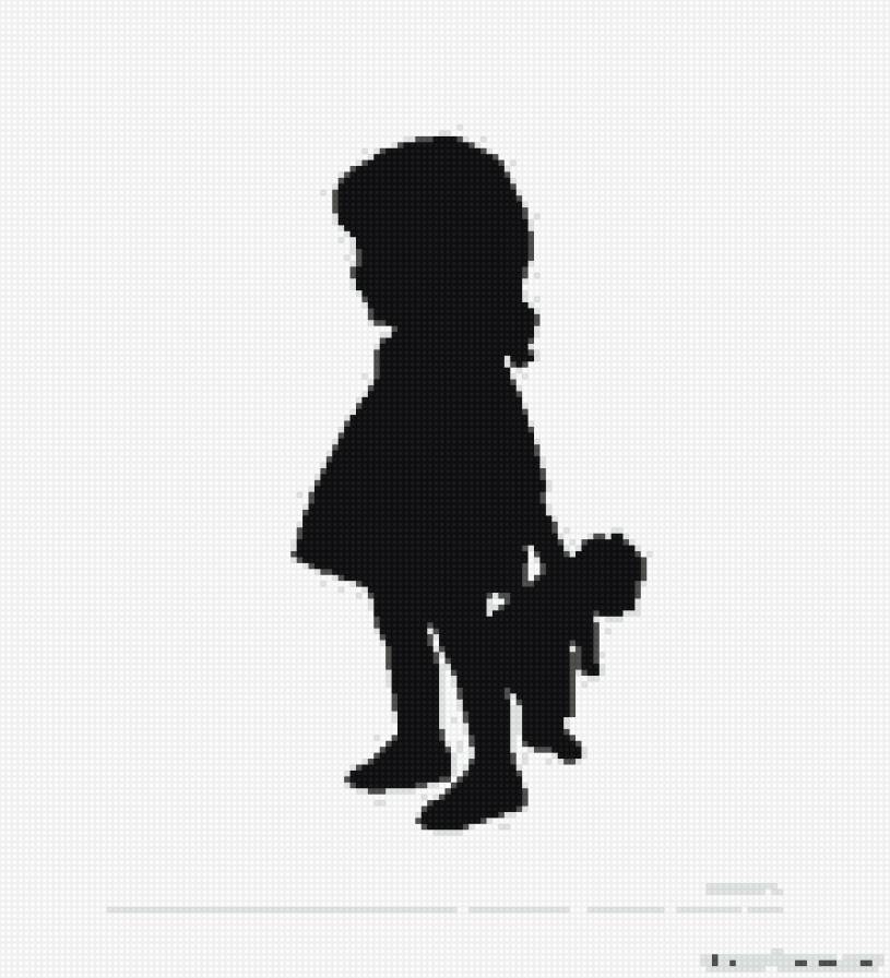Девочка с куклой - девочка, малыш, ребенок, монохром - предпросмотр