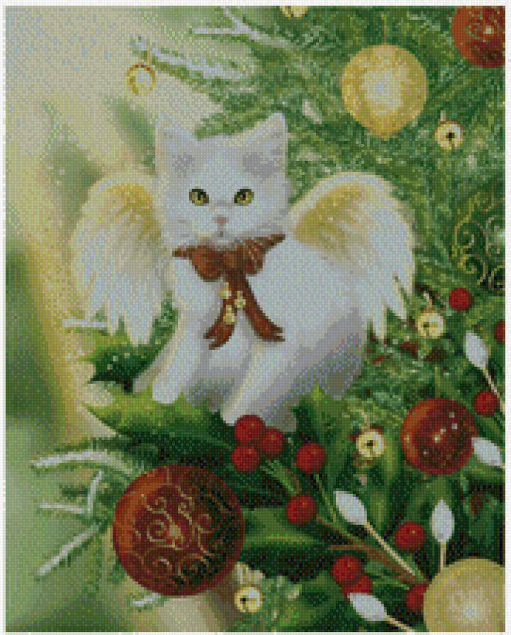 котик - новый год, кошечки, коты, кошка, животные, кот, елка - предпросмотр