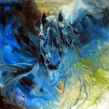 Схема вышивки «синий конь»