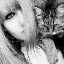 Схема вышивки «Девушка с кошкой»