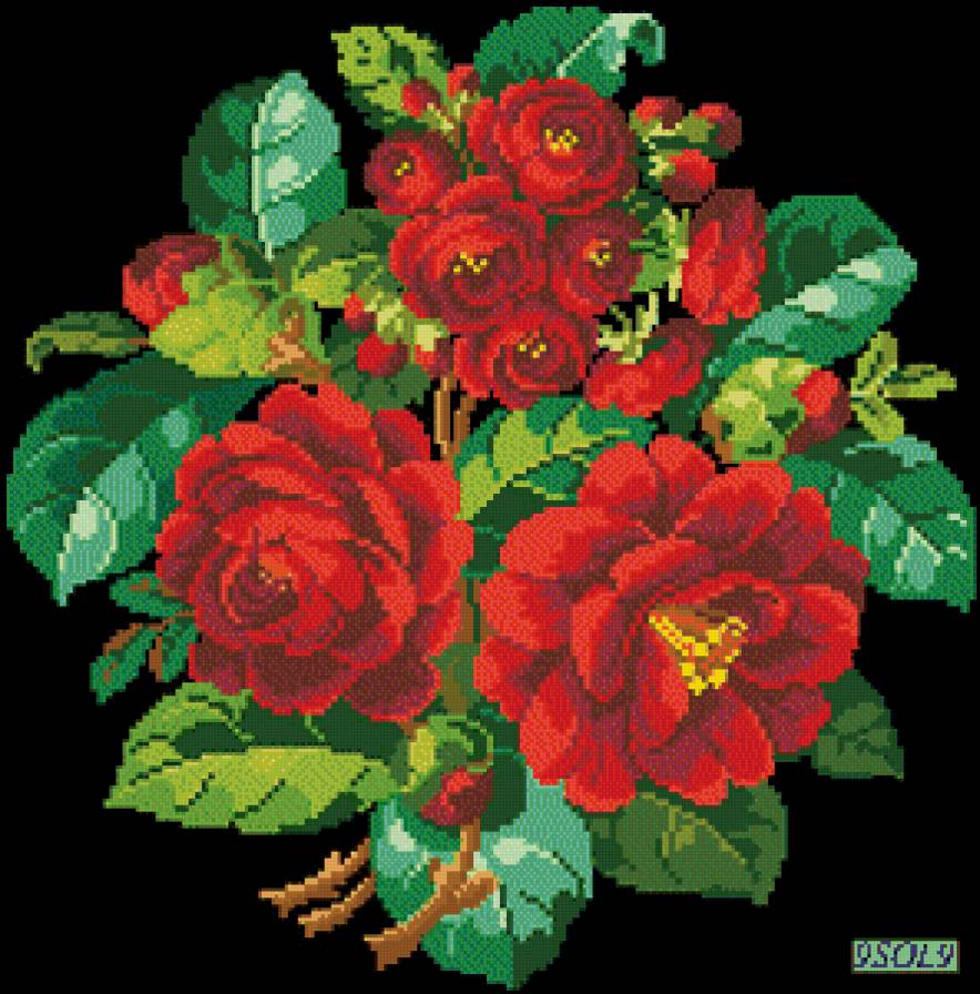 серия "подушки" - подушка.букет.цветы.розы. - предпросмотр