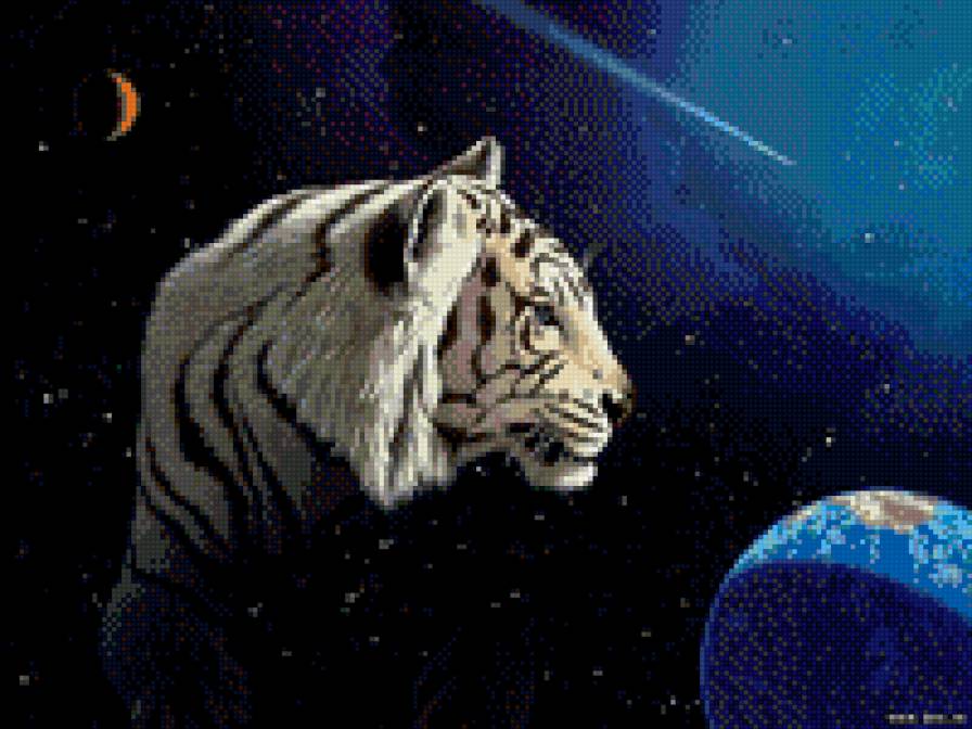 тигр - планеты, звезды, земля, животное, луна, созвездие - предпросмотр