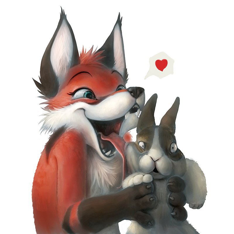 Братец кролик - любовь, лиса, животные, кролик - оригинал