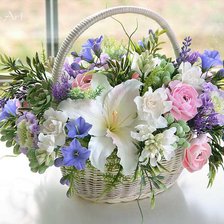 Схема вышивки «букет в корзине»