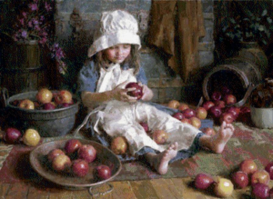 яблочный спас - дети, яблоко, картины - предпросмотр