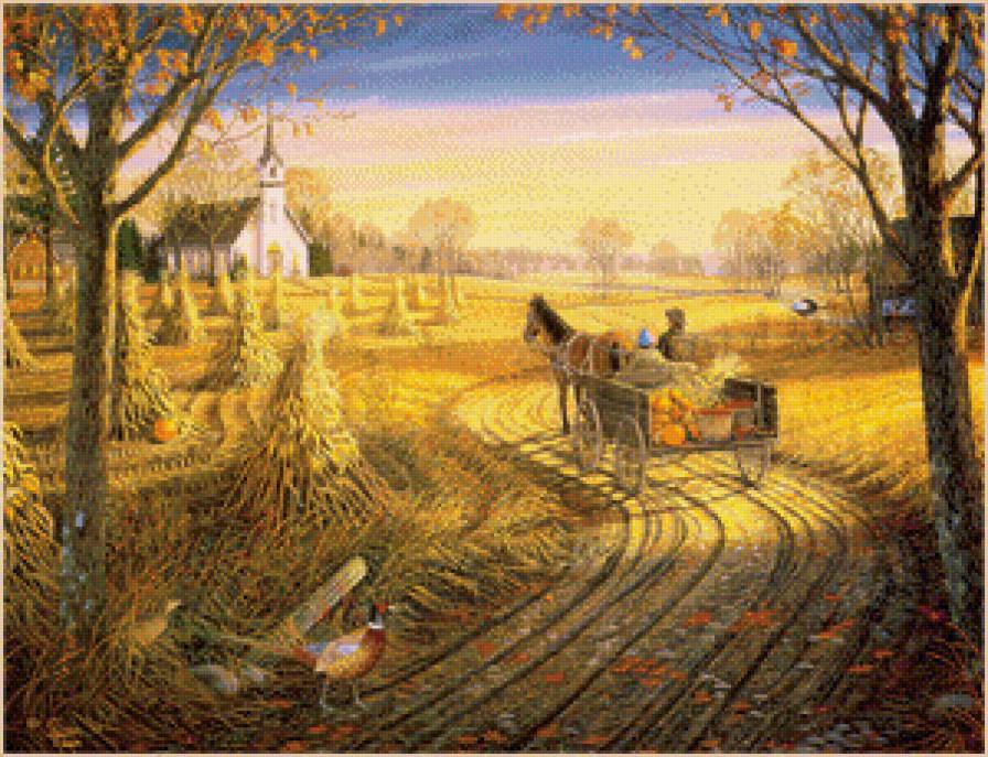 Сельская осень - село, осень, пейзаж - предпросмотр