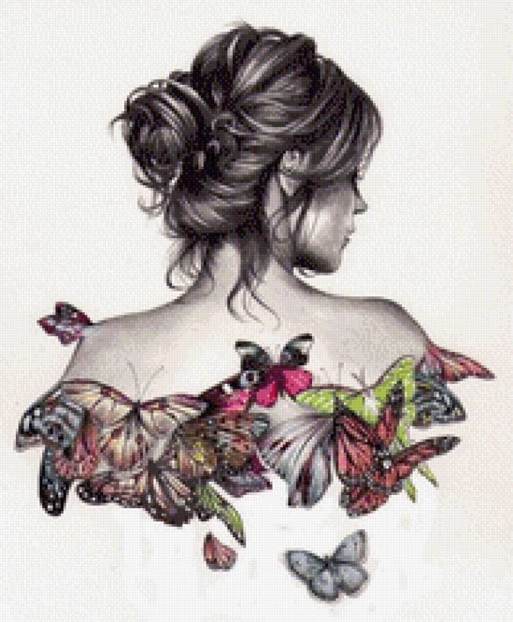 Девушка-бабочка - девушка, бабочки - предпросмотр