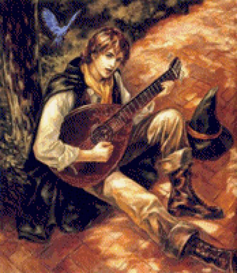 Юноша с лютней - юноша, музыкант, лютня - предпросмотр