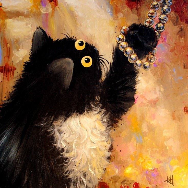 Дай взглянуть! (Ким Хаскинс) - кот, бусы - оригинал