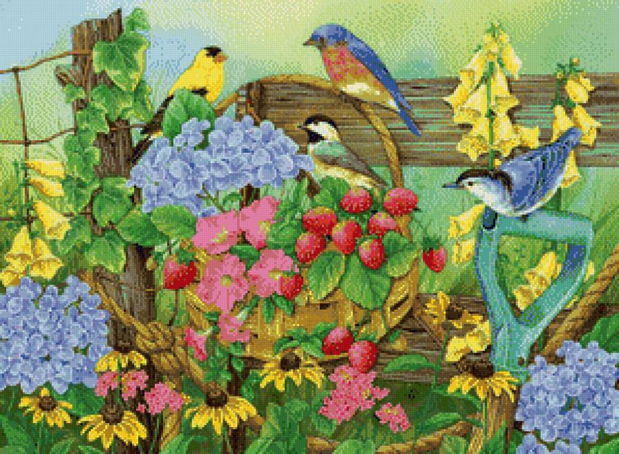 серия "птицы" - птицы.цветы - предпросмотр