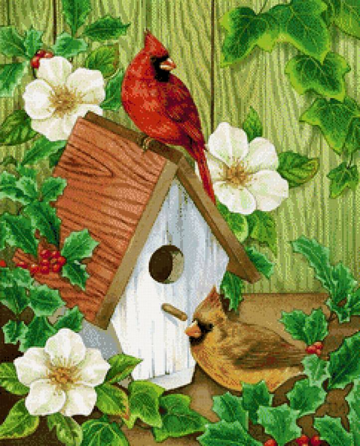 серия "птицы" - птицы.цветы - предпросмотр