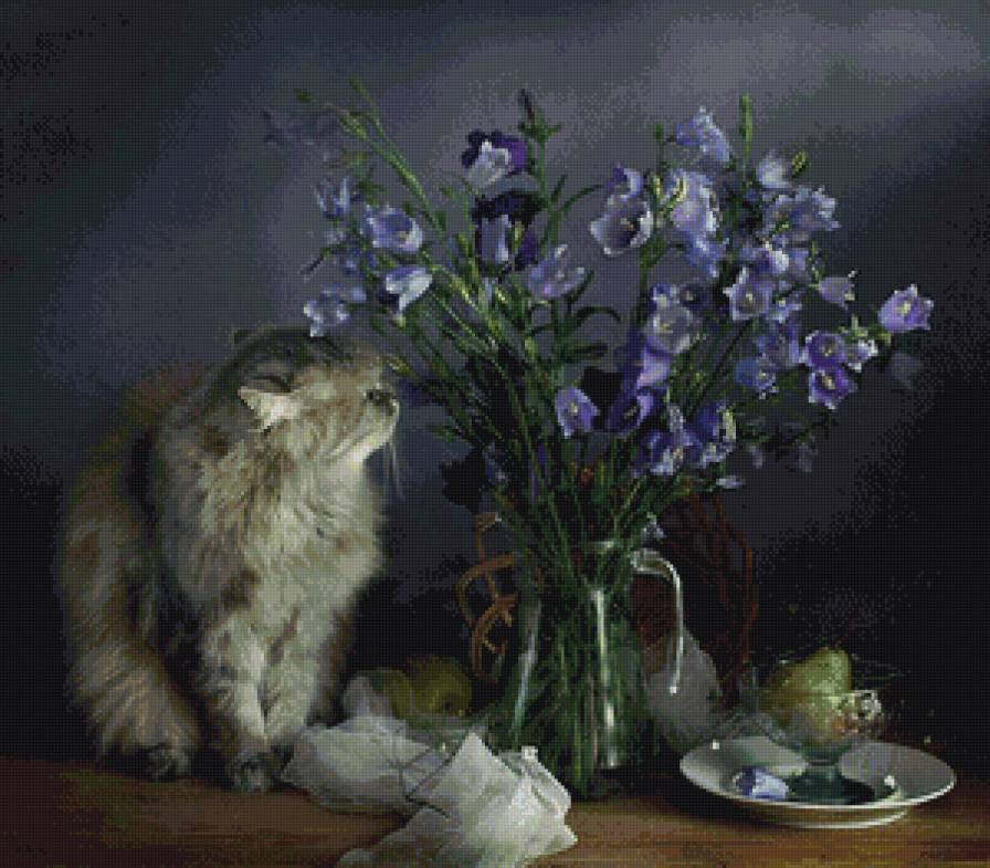 ценитель прекрасного - кот, котики, коты, натюрморт - предпросмотр