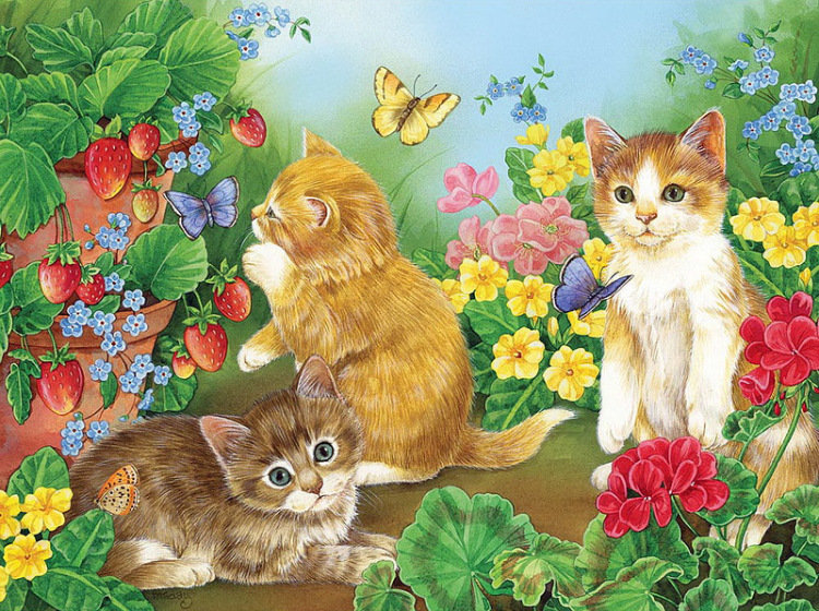 серия ,,кошки" - животные.кошки.цветы.ягоды - оригинал