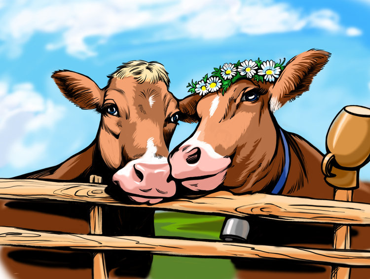 коровки - коровка, корова, бычек, животные, детское, домашние животные, любовь - оригинал