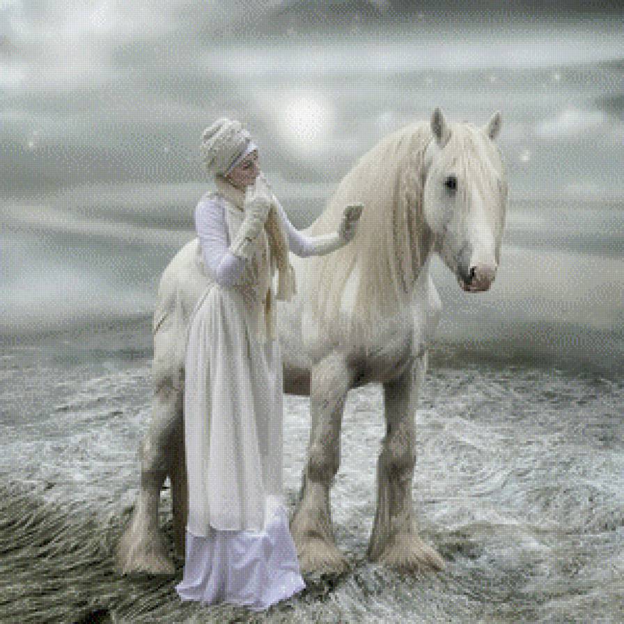 картины Синди Грундстен - девушка, лошадь - предпросмотр